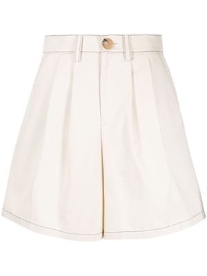 Kimhekim contrast-stitching wide-leg cotton shorts - White
