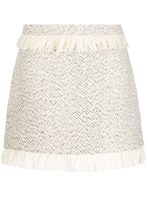 Kimhekim fringe-detail tweed mini skirt - Neutrals