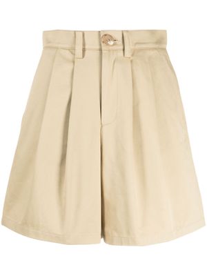 Kimhekim high-rise pleated cotton shorts - Brown