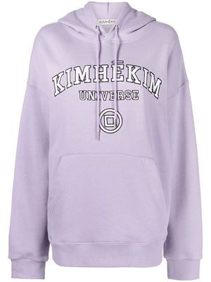 Kimhekim logo-embroidered cotton hoodie - Purple