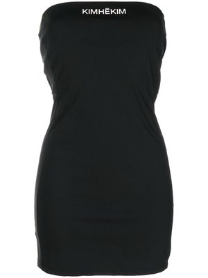 Kimhekim logo-print tube dress - Black