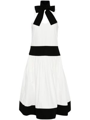 Kimhekim scarf cotton-linen midi dress - BLACK/WHITE