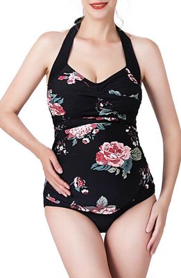 Kimi and Kai Arely Floral Print Two-Piece Maternity Swimsuit in Multicolored