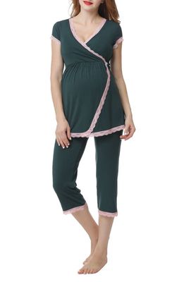 Kimi and Kai Cindy Nursing/Maternity Pajamas in Forest Green