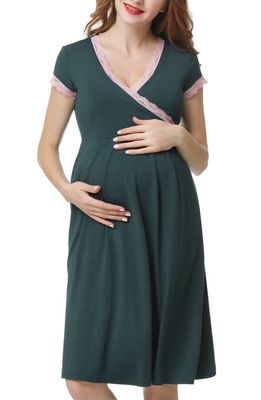 Kimi and Kai Jenny Maternity/Nursing Nightgown in Forest Green