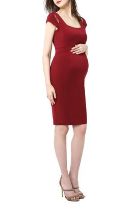 Kimi and Kai Julie Cold Shoulder Body-Con Maternity Dress in Wine