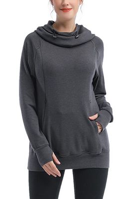 Kimi and Kai Posie Active Maternity/Nursing Hoodie in Shale