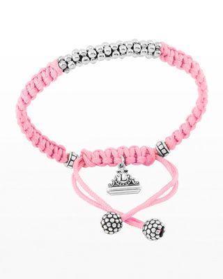 Kinder Sterling-Silver Macrame Bracelet, Pink