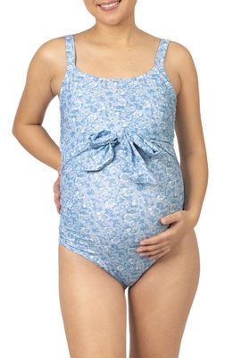 Kindred Bravely Floral Nursing/Maternity One-Piece Swimsuit in Blue Poppy