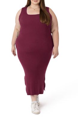 Kindred Bravely Long Sleeve Nursing/Maternity Rib Two-Piece Sweater Dress in Maroon