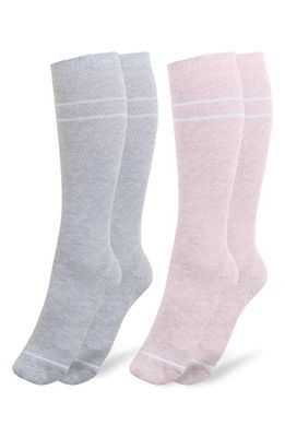 Kindred Bravely Premium Compression Knee High Maternity Socks in Grey Heather/Soft Pink