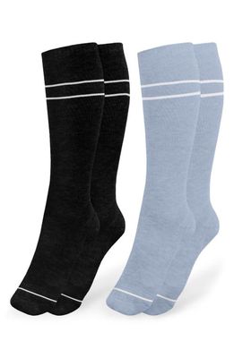 Kindred Bravely Premium Compression Knee High Maternity Socks in Stone Blue/Black