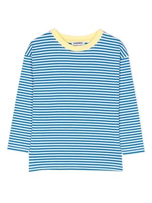 KINDRED contrast-trim striped T-shirt - Blue