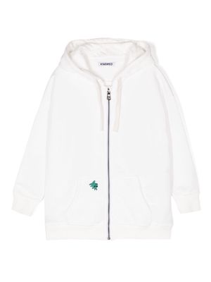 KINDRED embroidered-motif organic-cotton hoodie - White