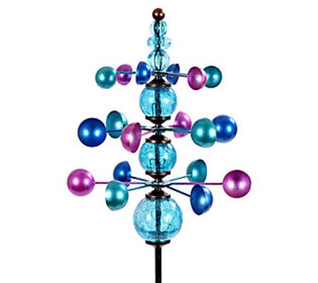 Kinetic Spinner with Glass Crackle Ball Garden Stake by Exhart