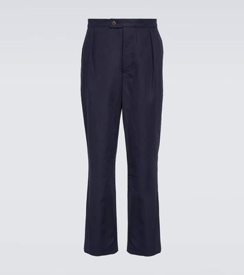 King & Tuckfield Pleated cotton and linen pants