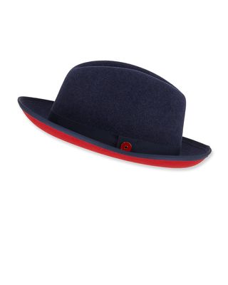 King Red-Brim Wool Fedora Hat, Blue
