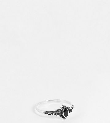 Kingsley Ryan Curve sterling silver black stone ornate ring
