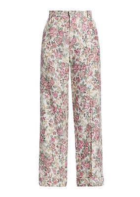 Kingston Floral Jacquard Wide-Leg Pants