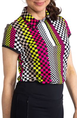 KINONA Up & In Performance Golf Top in Chex Mix Pink Print