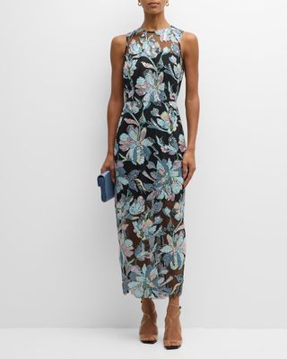 Kinsley Sleeveless Floral Sequin Maxi Dress