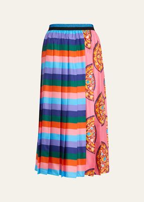 Kipos Jara Contrast Pleated Midi Skirt