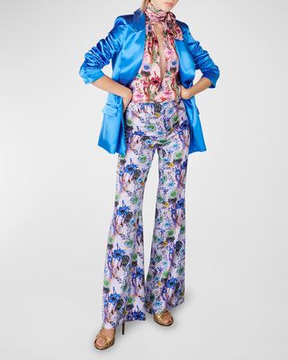 Kira Single-Breasted Silk Blazer Jacket