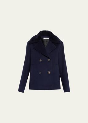 Kirby Wool Peacoat with Shearling Collar