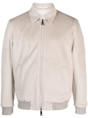 Kired felted-finish zipped shirt jacket - Neutrals