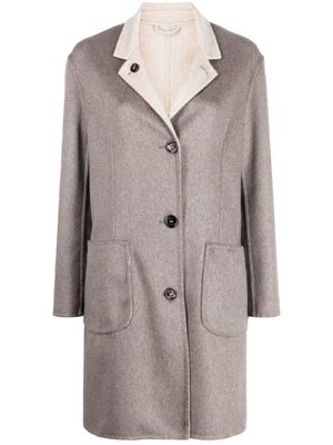 Kired single-breasted reversible cashmere coat - Neutrals