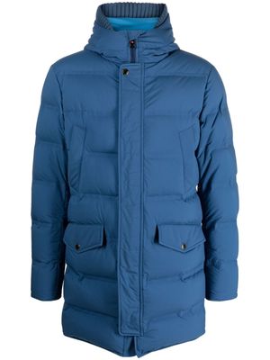 Kired slouch-hood padded-design jacket - Blue