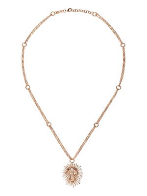 Kismet By Milka 14kt rose gold large lion diamond pendant necklace