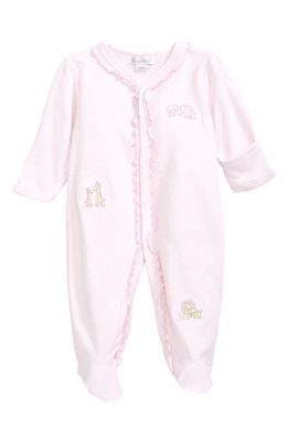 Kissy Kissy Animal Embroidered Footie in Pink