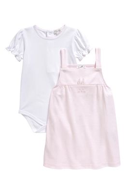 Kissy Kissy Bunny Cotton Bodysuit & Overall Dress Set in Pink/White