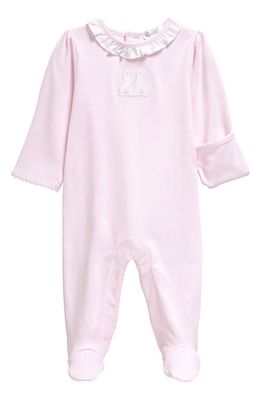 Kissy Kissy Bunny Embellished Ruffle Neck Cotton Footie in Pink