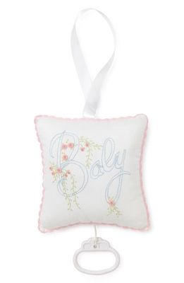Kissy Kissy Embroidered Musical Pillow in White