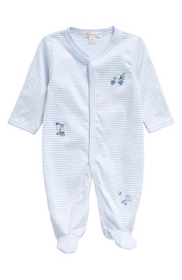 Kissy Kissy Embroidered Pima Cotton Footie in Light Blue