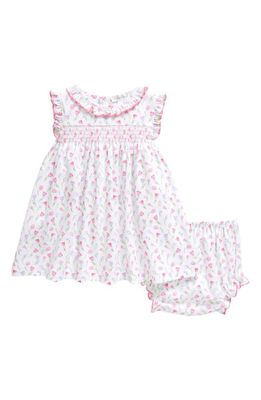 Kissy Kissy Floral Print Short Sleeve Cotton Dress & Bloomers in Pink Multi