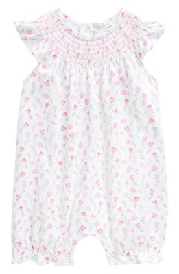 Kissy Kissy Floral Smocked Pima Cotton Romper in Pink Multi