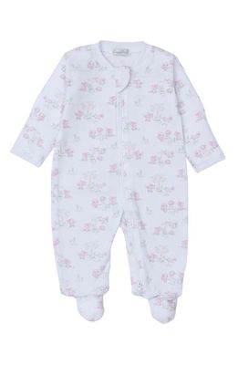 Kissy Kissy Forest Print Pima Cotton Zip Footie in Pink 