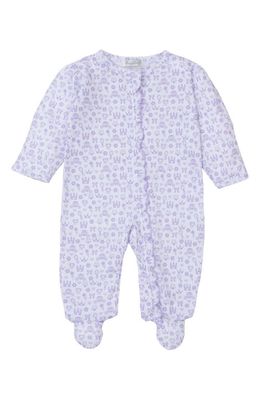 Kissy Kissy Princess Print Pima Cotton Zip Footie in Lilac 