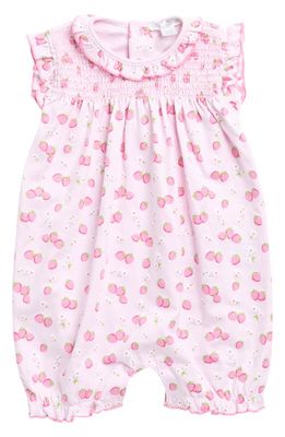 Kissy Kissy Strawberry Print Pima Cotton Romper in Pink