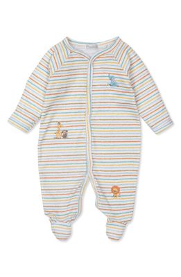 Kissy Kissy Stripe Embroidered Snap-Up Cotton Footie in Multi