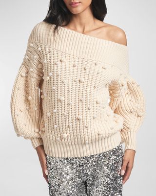Kit Embellished Off-Shoulder Sweater