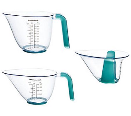 KitchenAid 3-Piece Aqua Sky Plastic Measuring J ugs