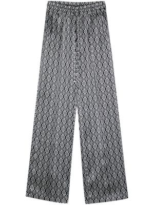 Kiton abstract pattern print silk trousers - Black