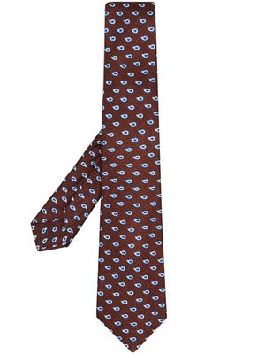 Kiton abstract-pattern silk tie - Brown