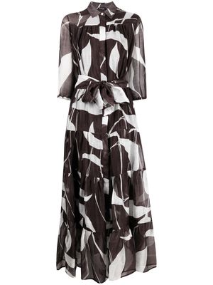 Kiton abstract-print belted maxi dress - Brown