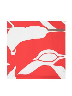 Kiton abstract print scarf - Red