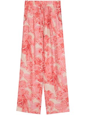 Kiton abstract-print silk trousers - Pink